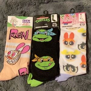 Ten & Stimpy, Ninja Turtles and Power Puff Girls Socks Set